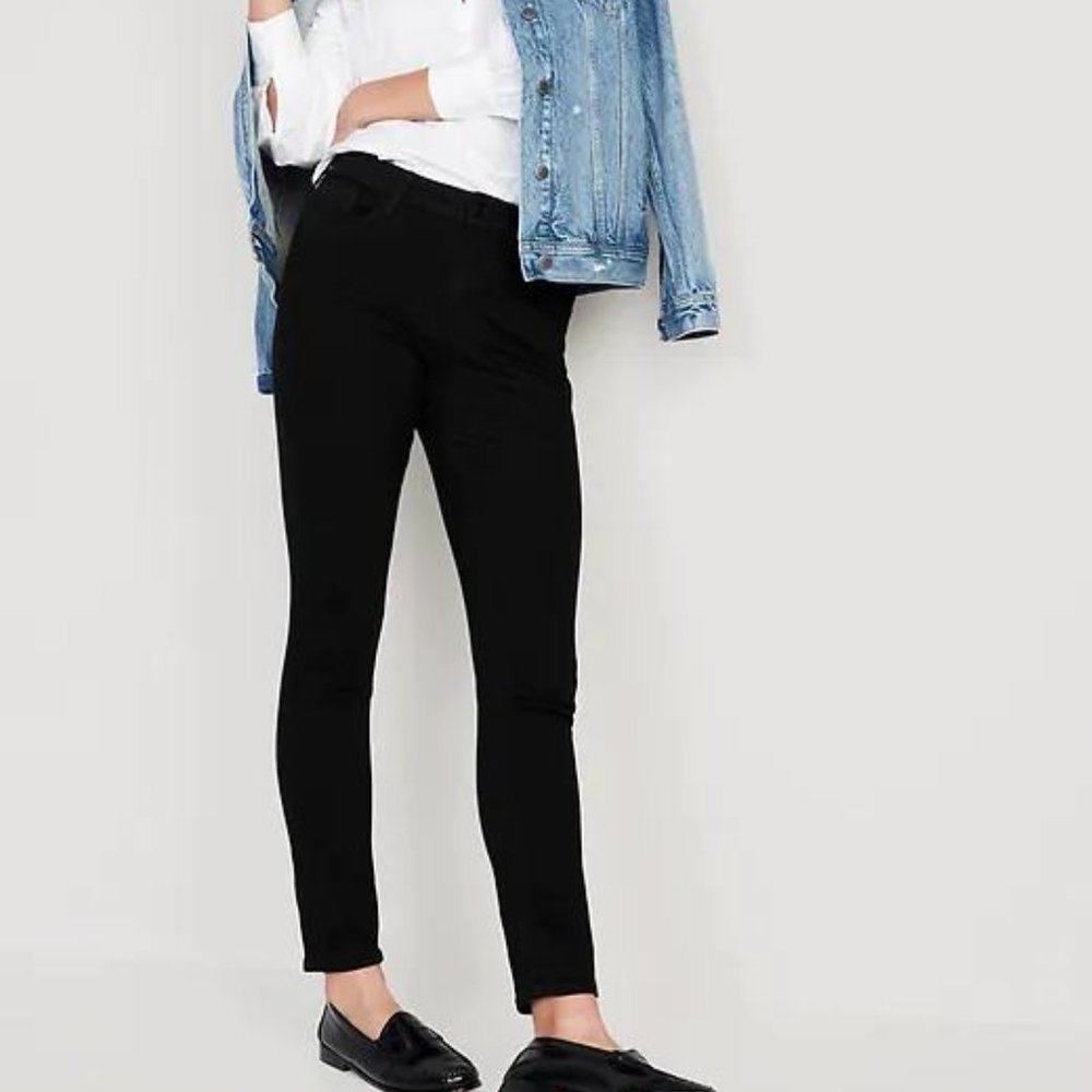 Old Navy Mid-Rise Pop Icon Black-Wash Skinny Jeans for Women New - Picture 3 of 5